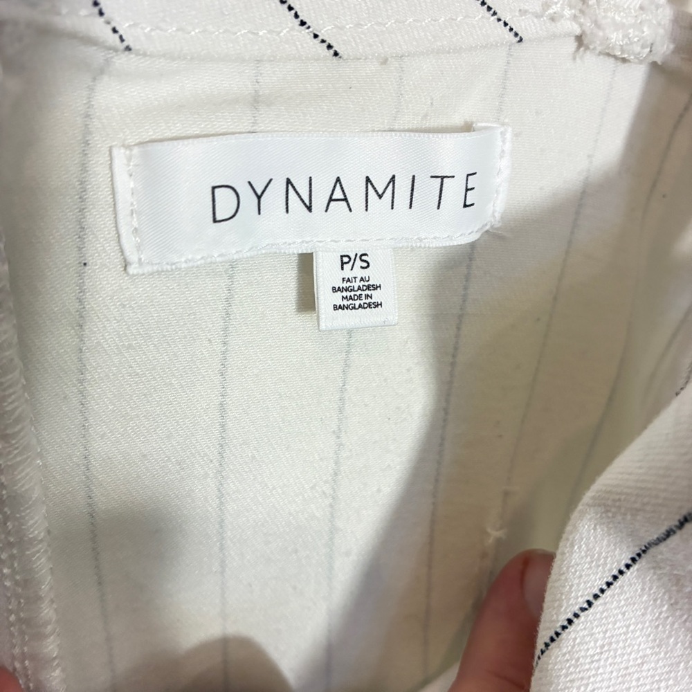 Dynamite Ivory Pinstripe Jumpsuit | Sleeveless | Cropped Size Small - Picture 7 of 9